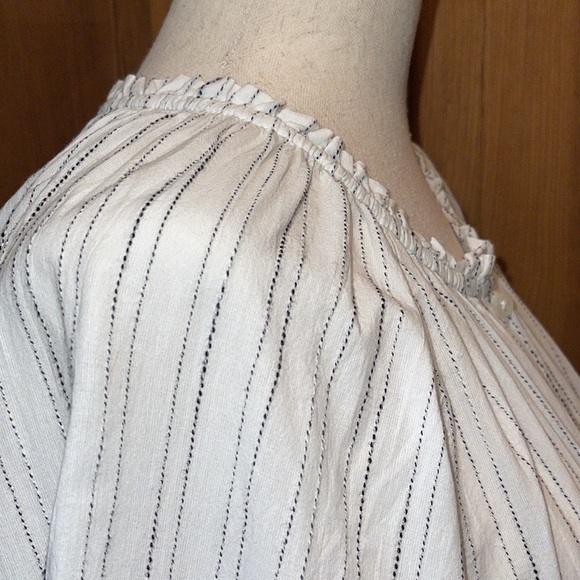 J. Crew Peasant Tulip Cuff Tie Waist Button down Blouse Sz. L - Picture 7 of 16